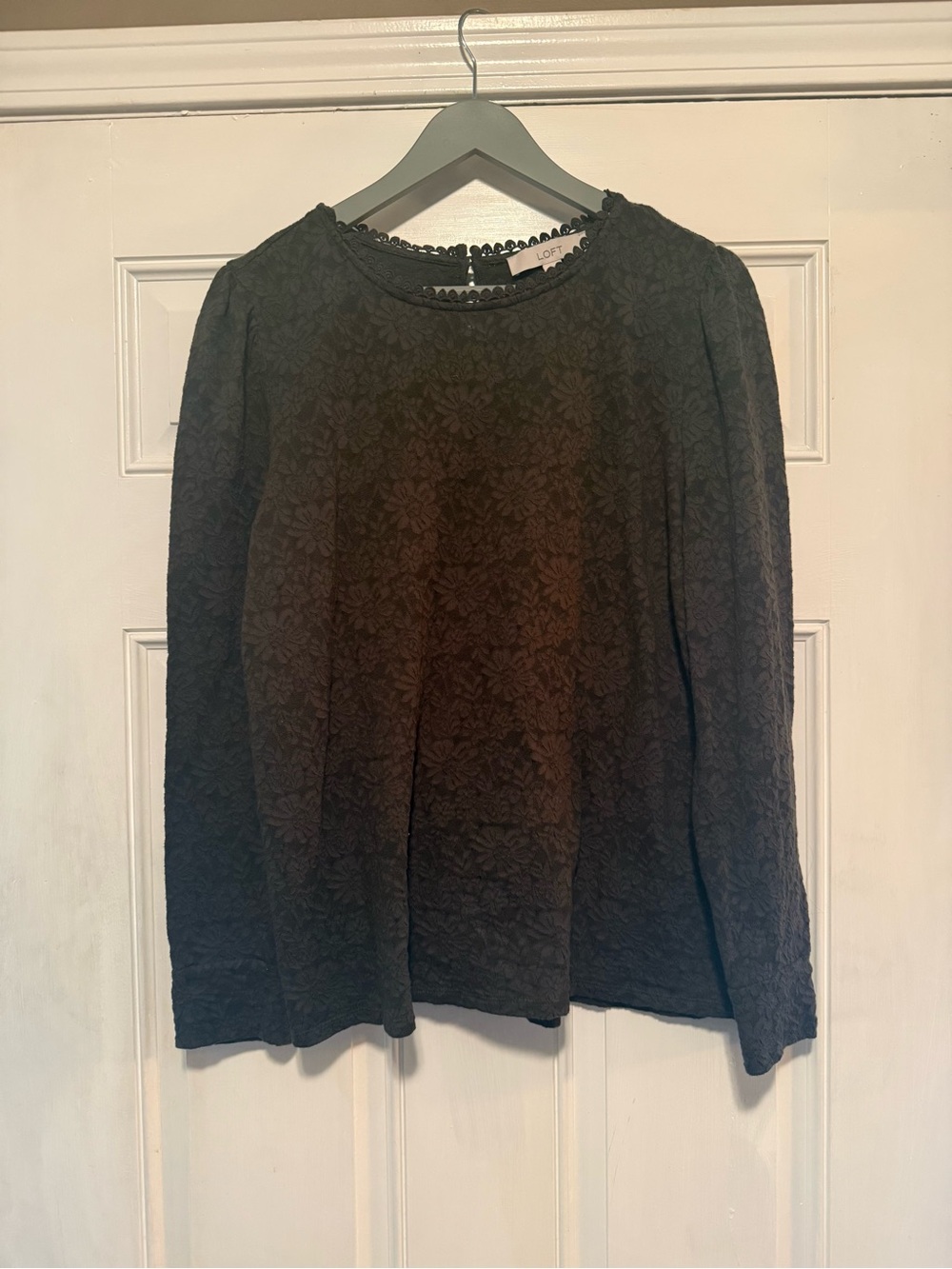 Loft Long-Sleeve Lace-Texture Top